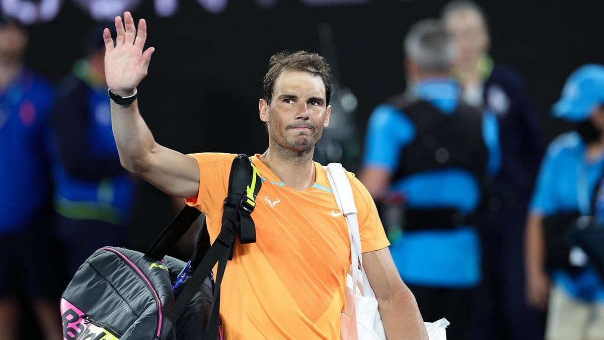 Rafael Nadal waves to his fans after losing in the second round of the 2023 Australian Open